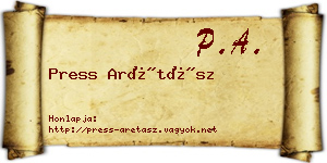 Press Arétász névjegykártya